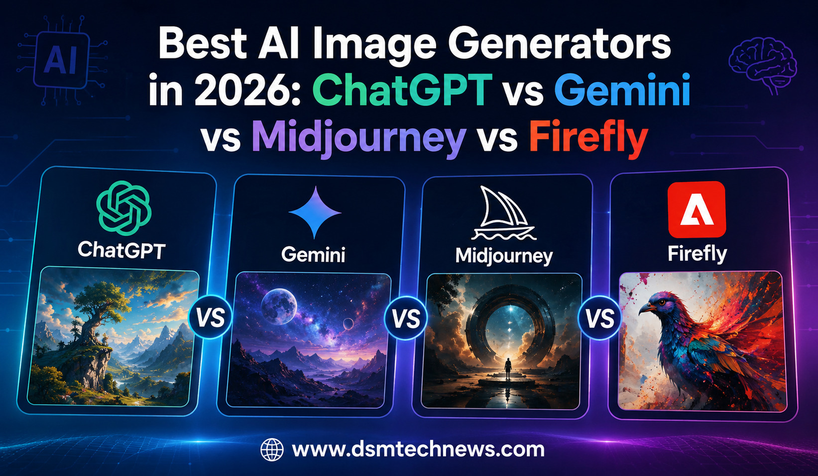 Best AI Image Generators in 2026: ChatGPT vs Gemini vs Midjourney vs Firefly